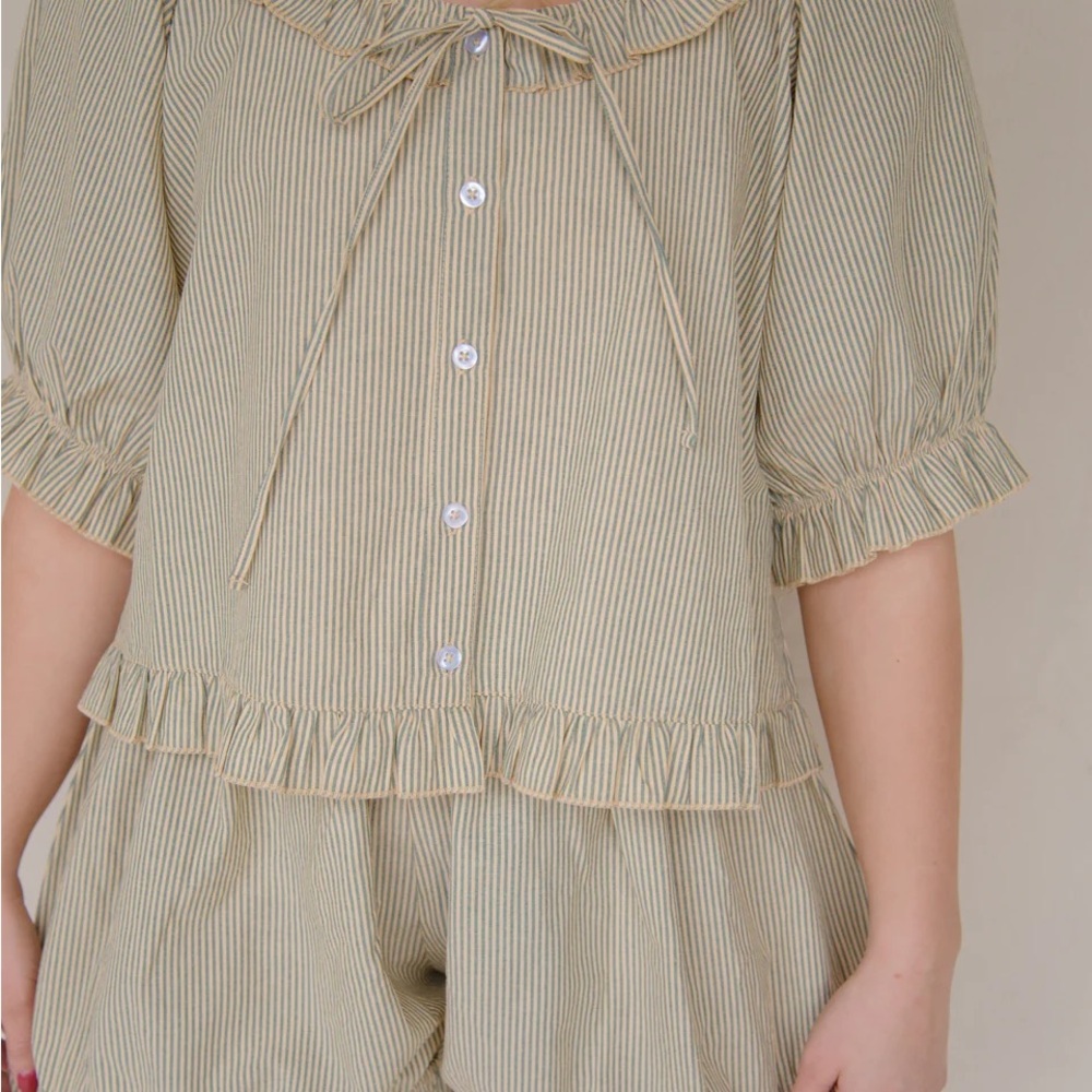 Striped Ruffle Pajama Set